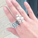 Oxidized Sterling Silver Ocean Waves Ring: Chunky Beach Jewelry