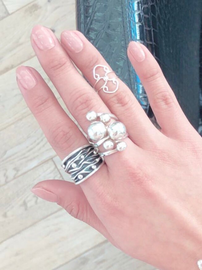 Oxidized Sterling Silver Ocean Waves Ring: Chunky Beach Jewelry