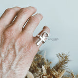 Sterling Silver Ankh Cross Ring: Egyptian Religious Jewelry