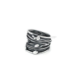 Oxidized Sterling Silver Ocean Waves Ring: Chunky Beach Jewelry