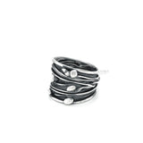 Oxidized Sterling Silver Ocean Waves Ring: Chunky Beach Jewelry