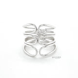 Sterling Silver Corset Ring: Lightweight Modern Wrap Design