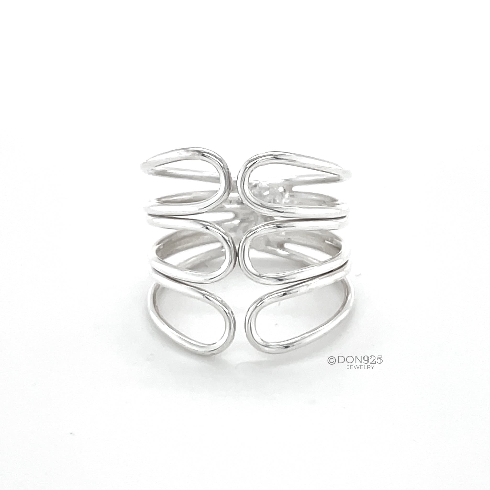 Sterling Silver Corset Ring: Lightweight Modern Wrap Design