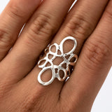 Sterling Silver Abstract Infinity Ring: Geometric Lightweight Design