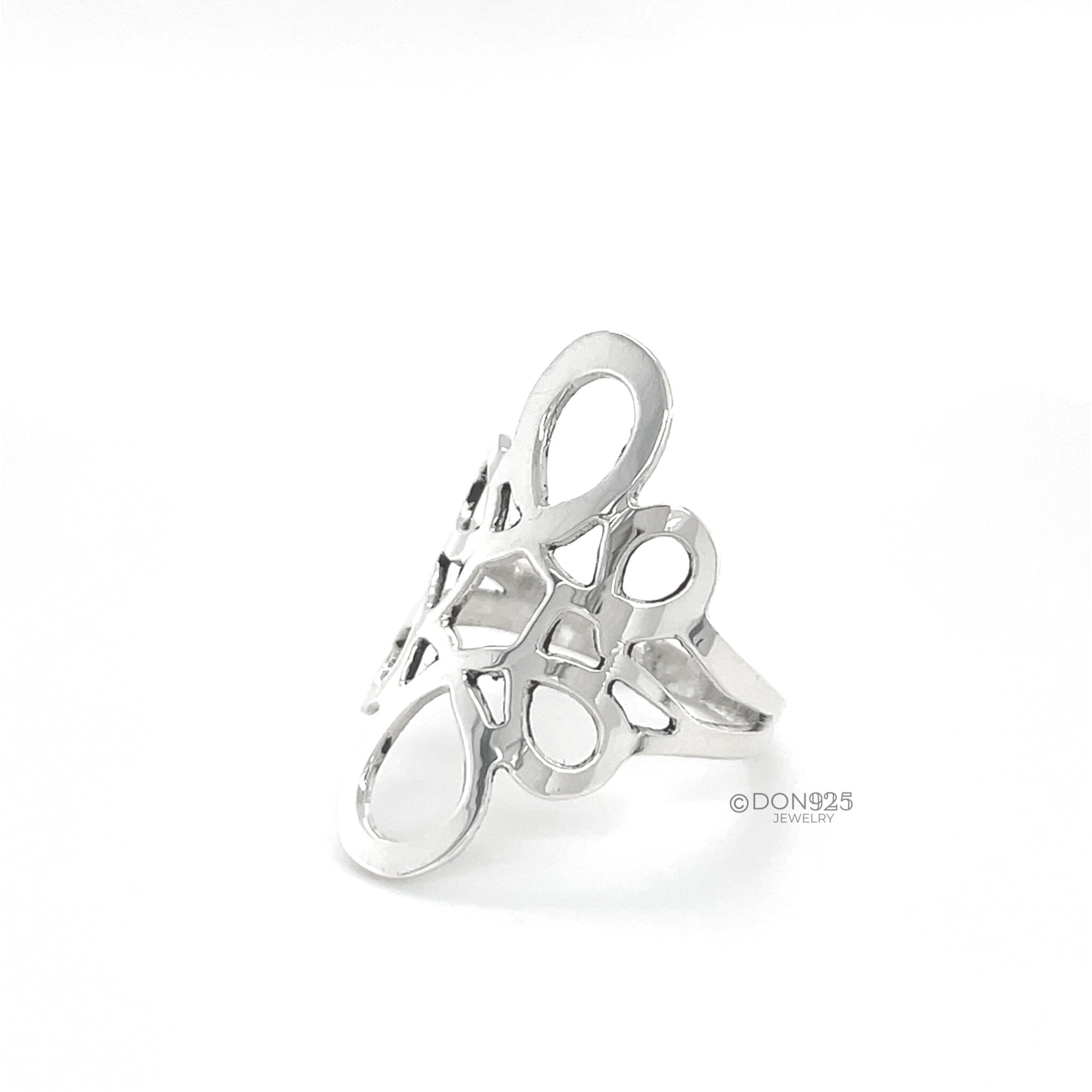 Sterling Silver Abstract Infinity Ring: Geometric Lightweight Design