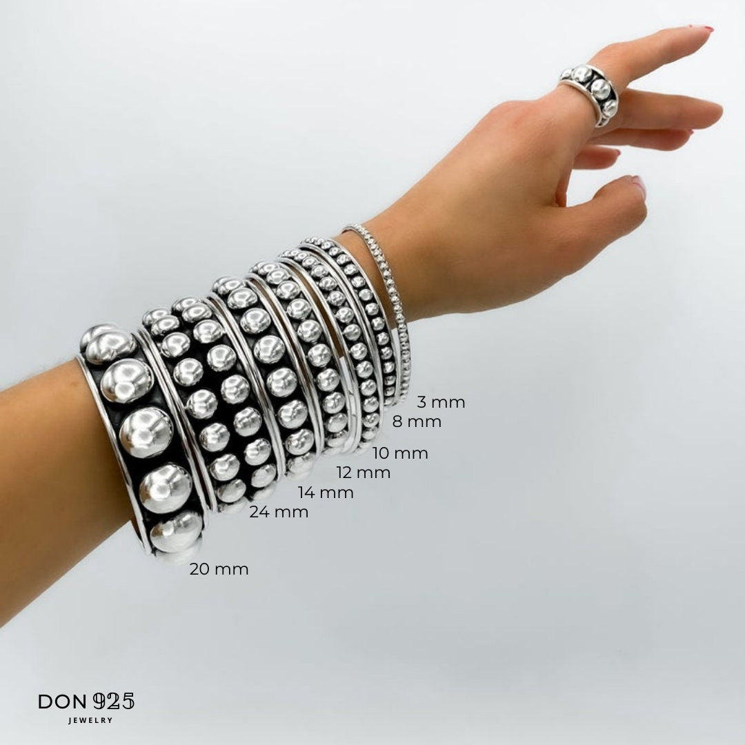 Skynny Sterling Silver Dotted Bangle Bracelet: Studded Jewelry