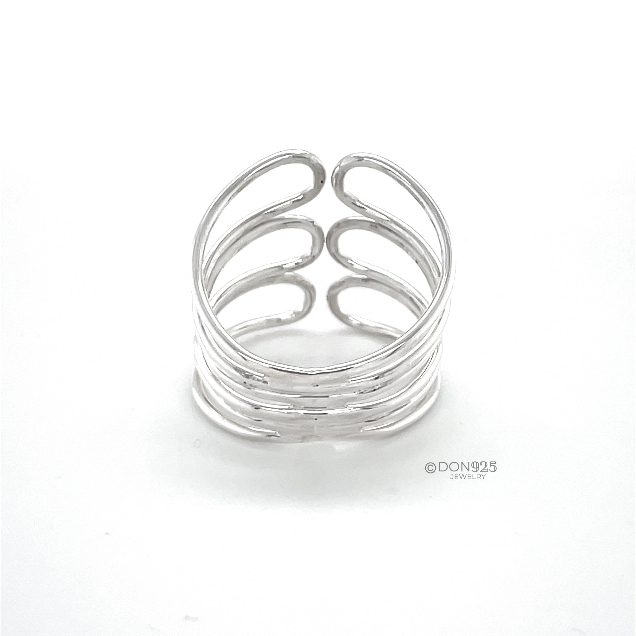 Sterling Silver Corset Ring: Lightweight Modern Wrap Design