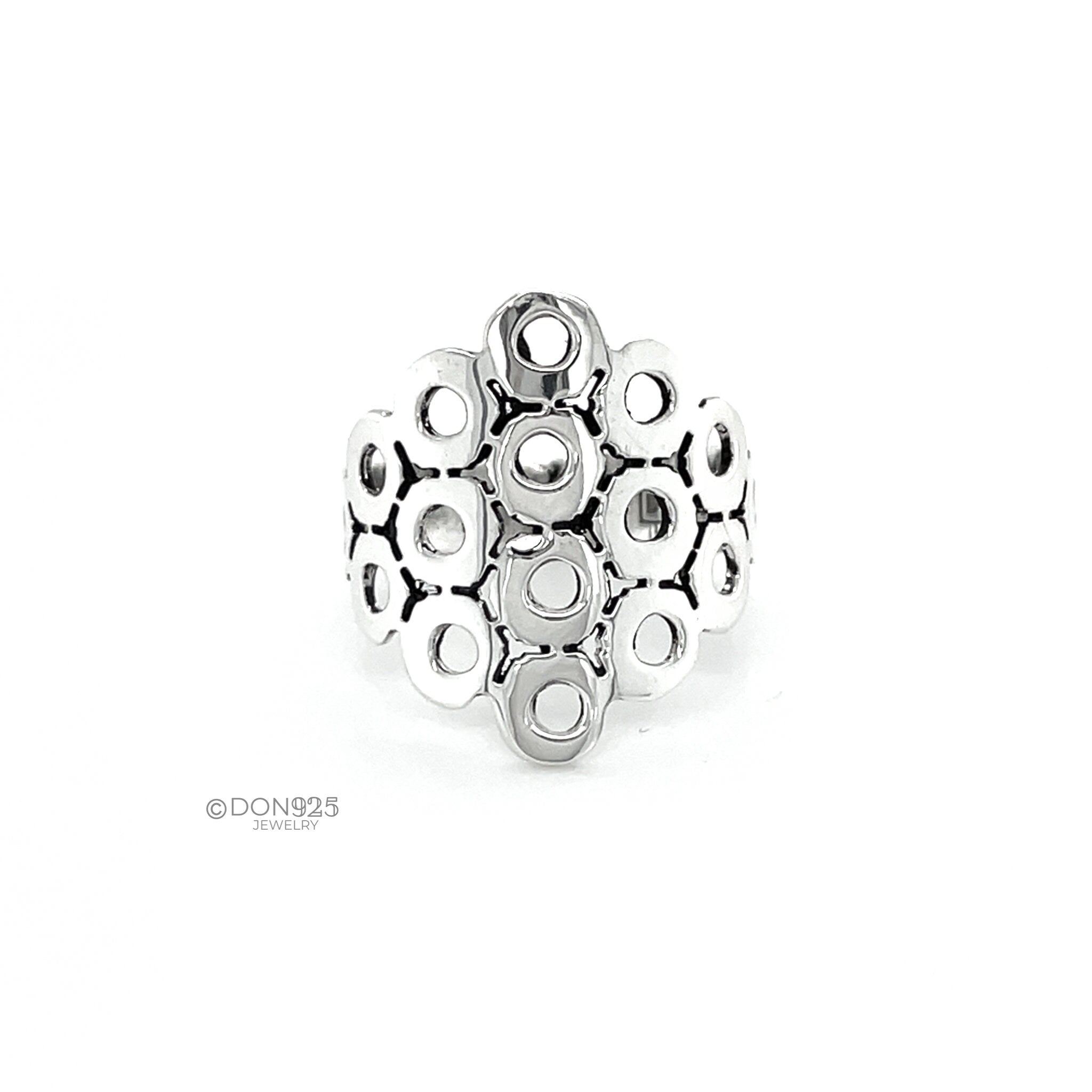 Sterling Silver Circles Ring: Geometric Statement Jewelry
