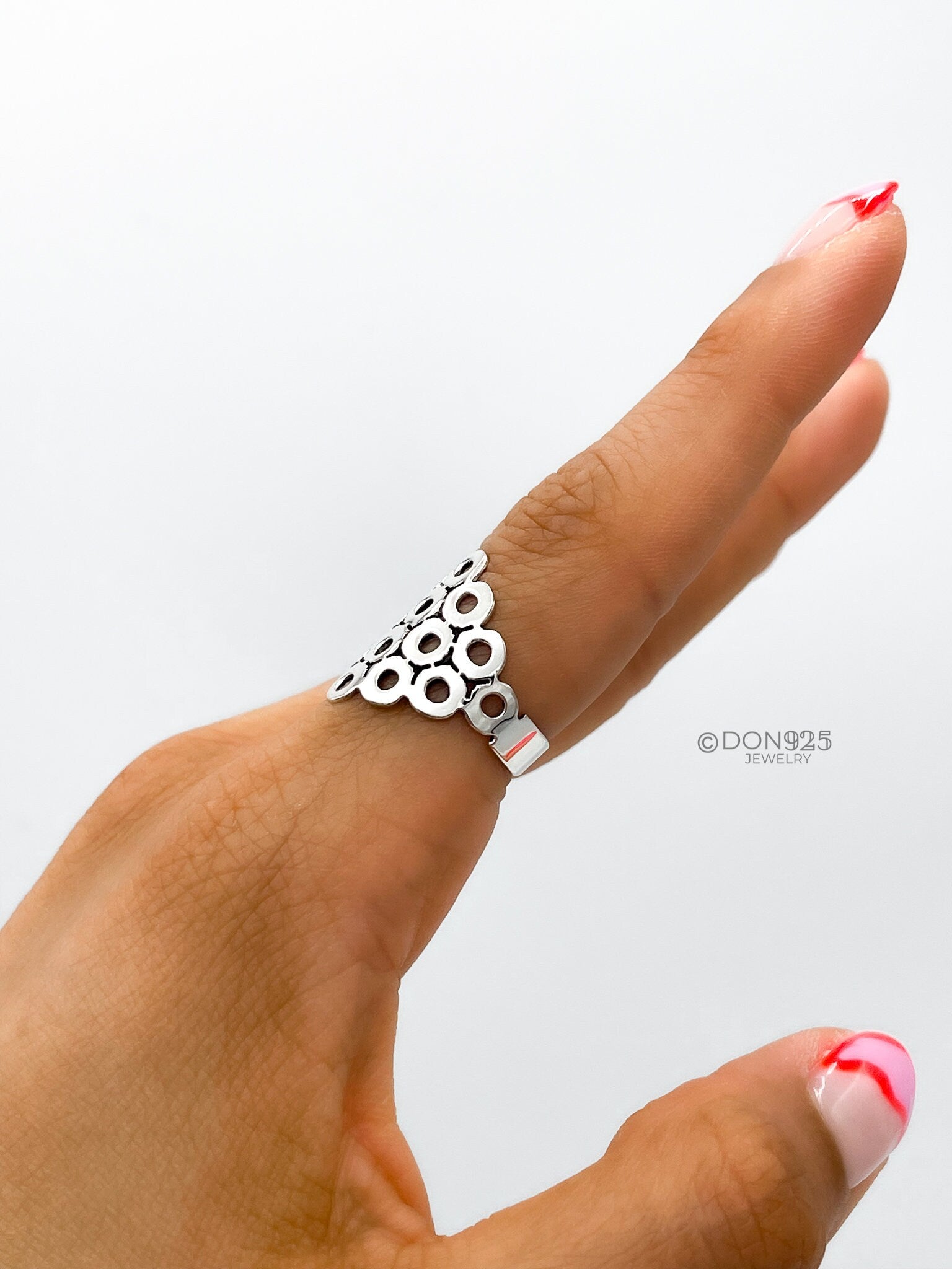 Sterling Silver Circles Ring: Geometric Statement Jewelry