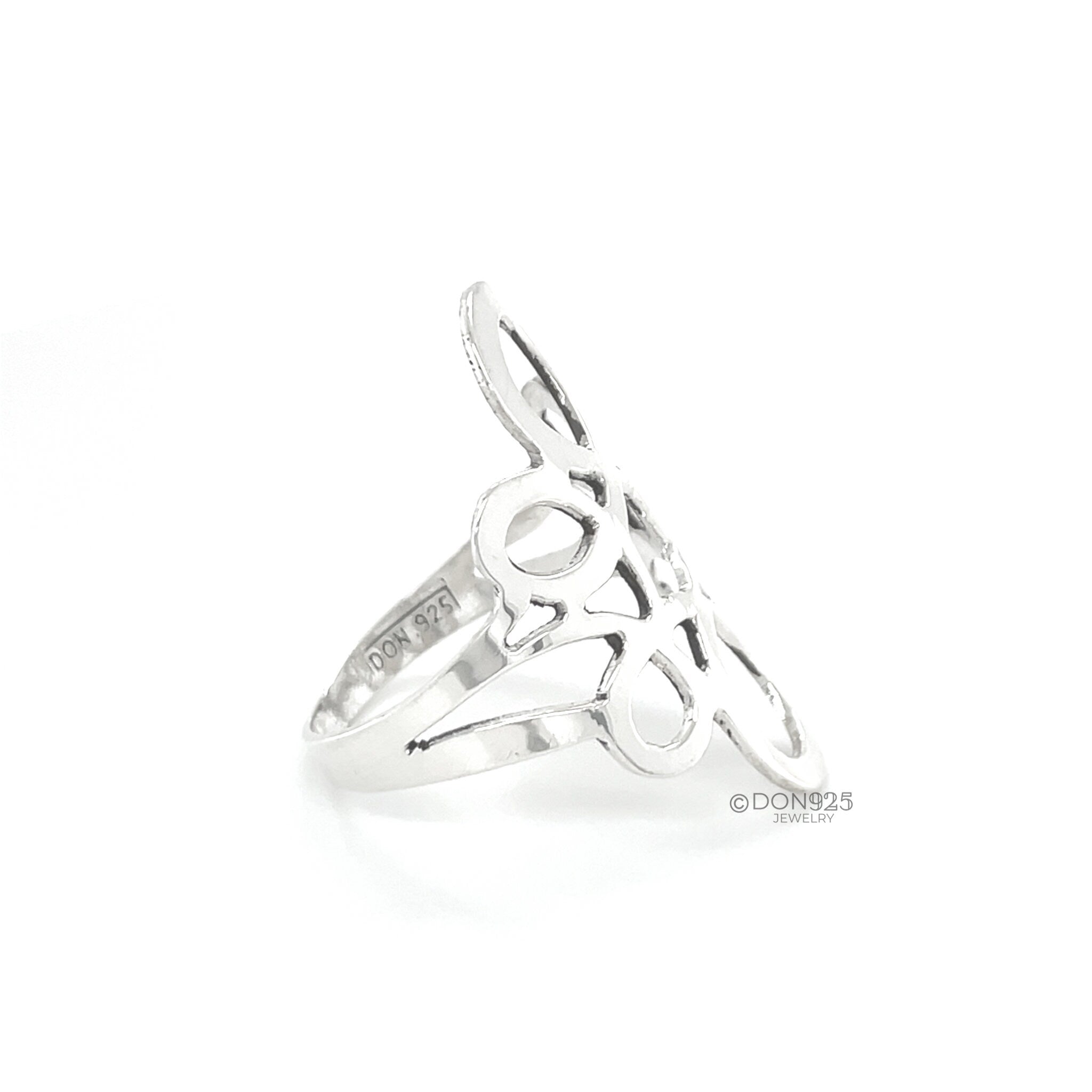 Sterling Silver Abstract Infinity Ring: Geometric Lightweight Design