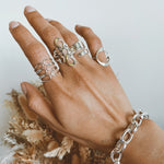 Sterling Silver Abstract Infinity Ring: Geometric Lightweight Design