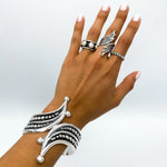 Sterling Silver Wide Clamp Bangle Bracelet: Dotted Southwestern Style
