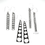 Sterling Silver Studded Dangle Earrings: Western Geometric Dome Bubble Design