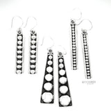 Sterling Silver Studded Dangle Earrings: Western Geometric Dome Bubble Design