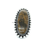 Huge Agatized Fossil Coral and Sterling Silver Statement Ring