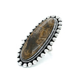 Huge Agatized Fossil Coral and Sterling Silver Statement Ring
