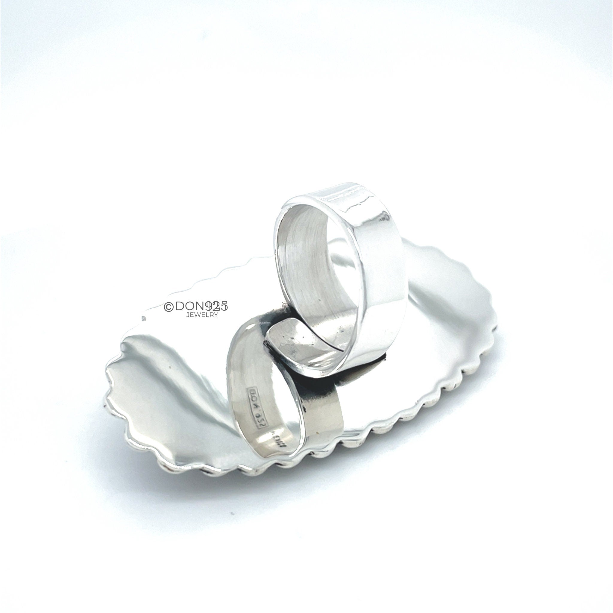 Huge Agatized Fossil Coral and Sterling Silver Statement Ring