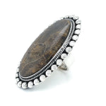 Huge Agatized Fossil Coral and Sterling Silver Statement Ring
