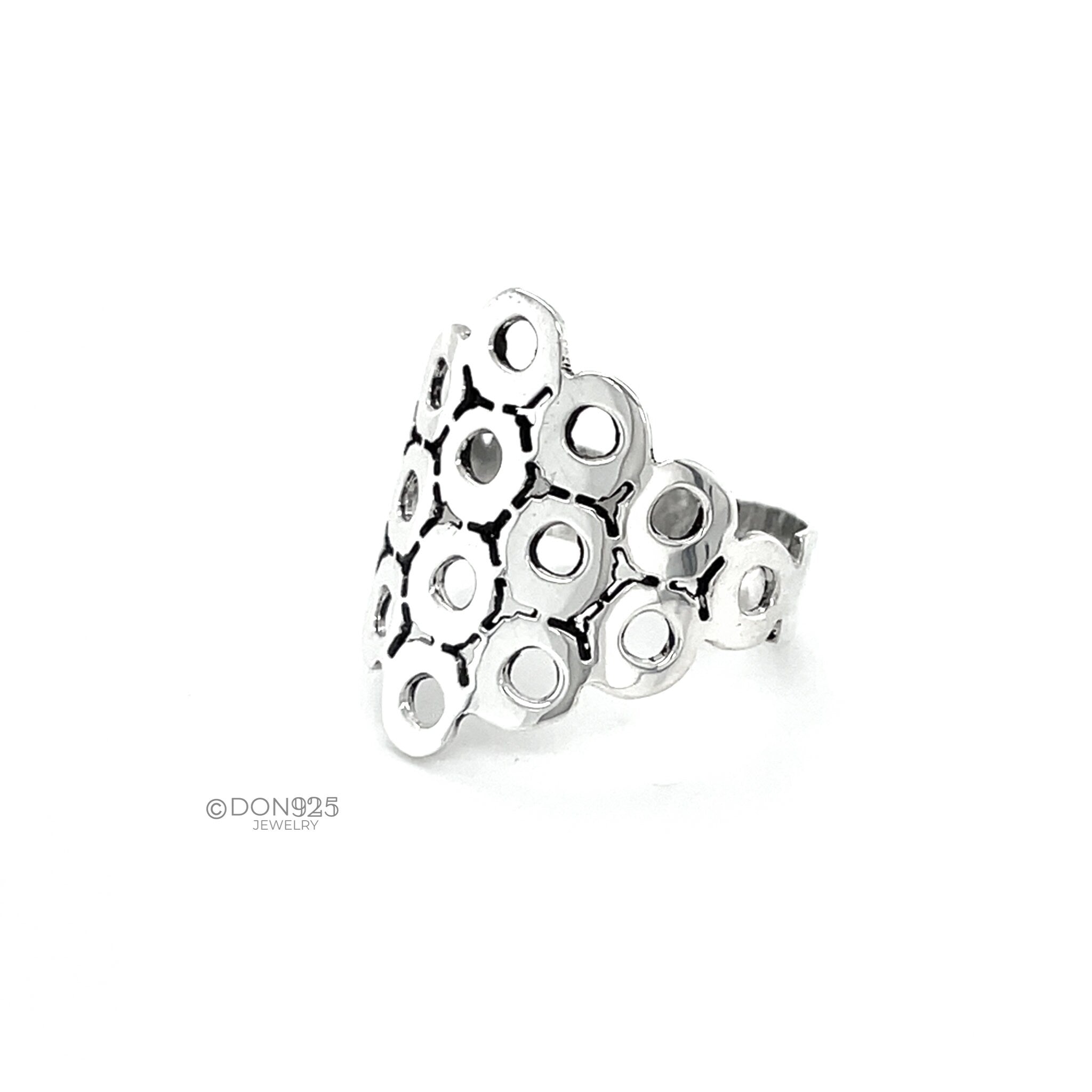 Sterling Silver Circles Ring: Geometric Statement Jewelry