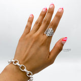 Sterling Silver Circles Ring: Geometric Statement Jewelry