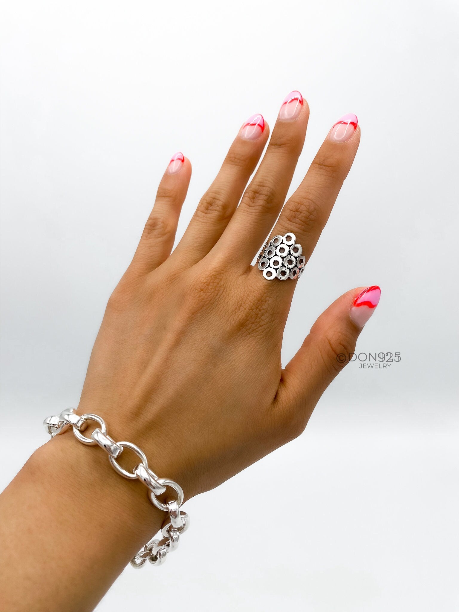 Sterling Silver Circles Ring: Geometric Statement Jewelry