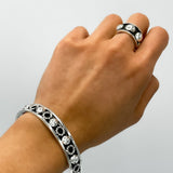Sterling Silver Beaded Cuff Bracelet: Taxco Bohemian Studded Jewelry