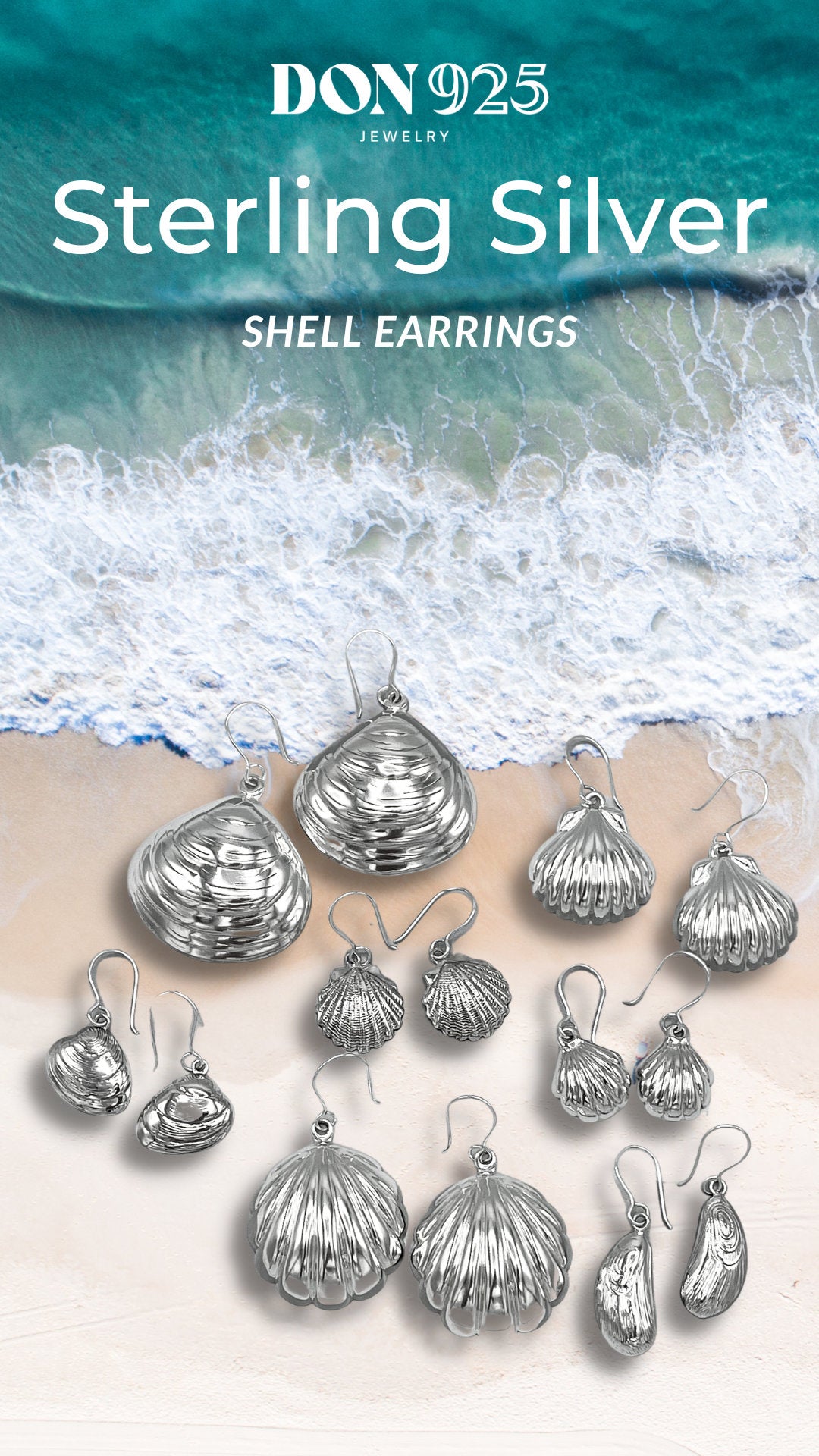 Sterling Silver Seashell Dangle Earrings: Big Statement Beach Jewelry