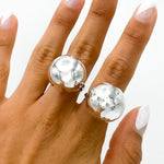 Sterling Silver Big Ball Adjustable Ring