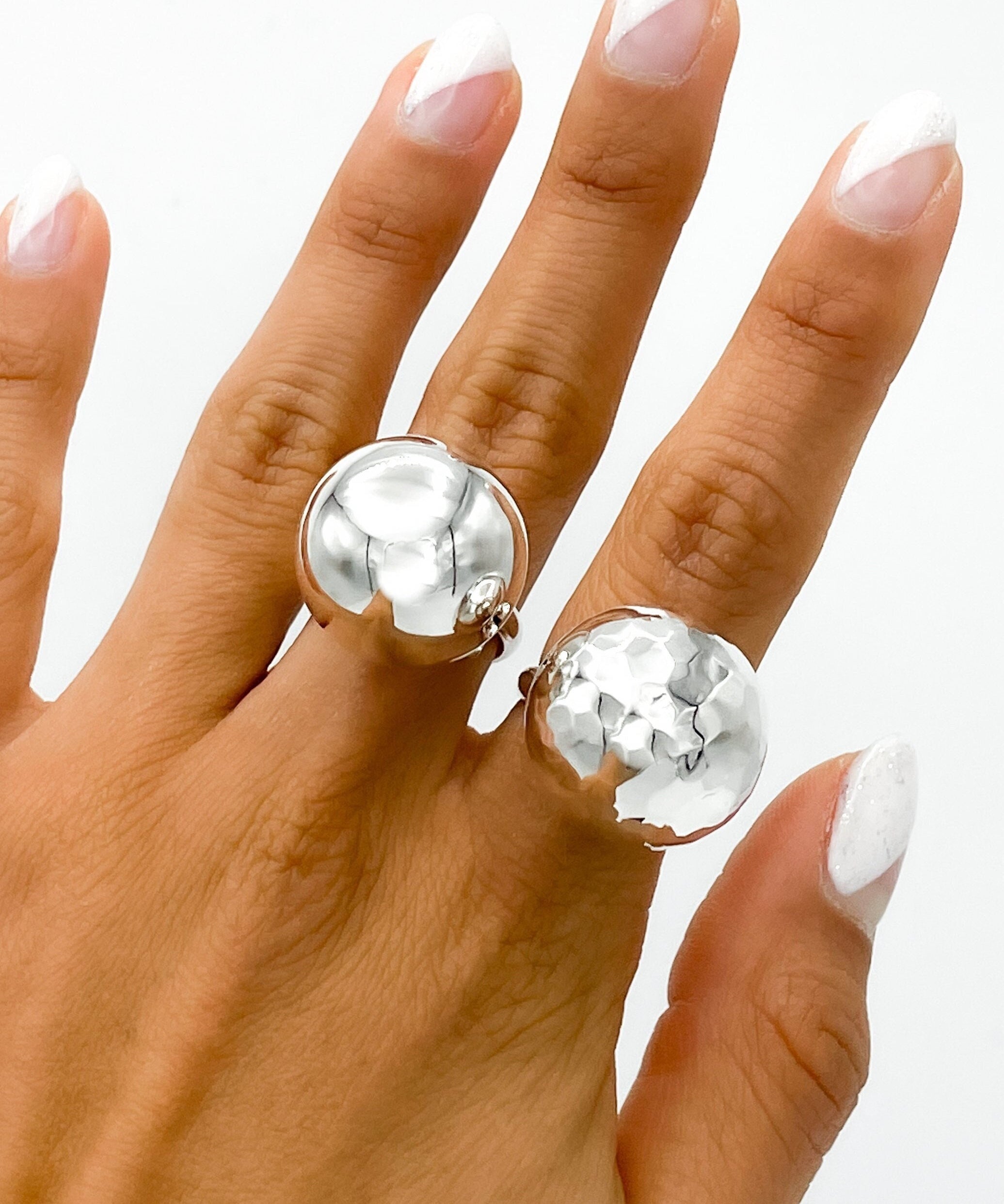 Sterling Silver Big Ball Adjustable Ring