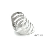 Sterling Silver Cutout Shield Ring: Hammered Geometric Statement Ring