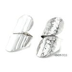 Sterling Silver Long Wrap Shield Ring: Adjustable Chunky Statement Ring