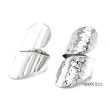 Sterling Silver Long Wrap Shield Ring: Adjustable Chunky Statement Ring