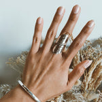 Sterling Silver Long Wrap Shield Ring: Adjustable Chunky Statement Ring