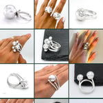 Sterling Silver Fidget Spheres Ring: Statement Movable Bubble Design