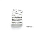 Sterling Silver Cutout Lines Long Shield Ring