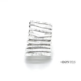 Sterling Silver Cutout Lines Long Shield Ring