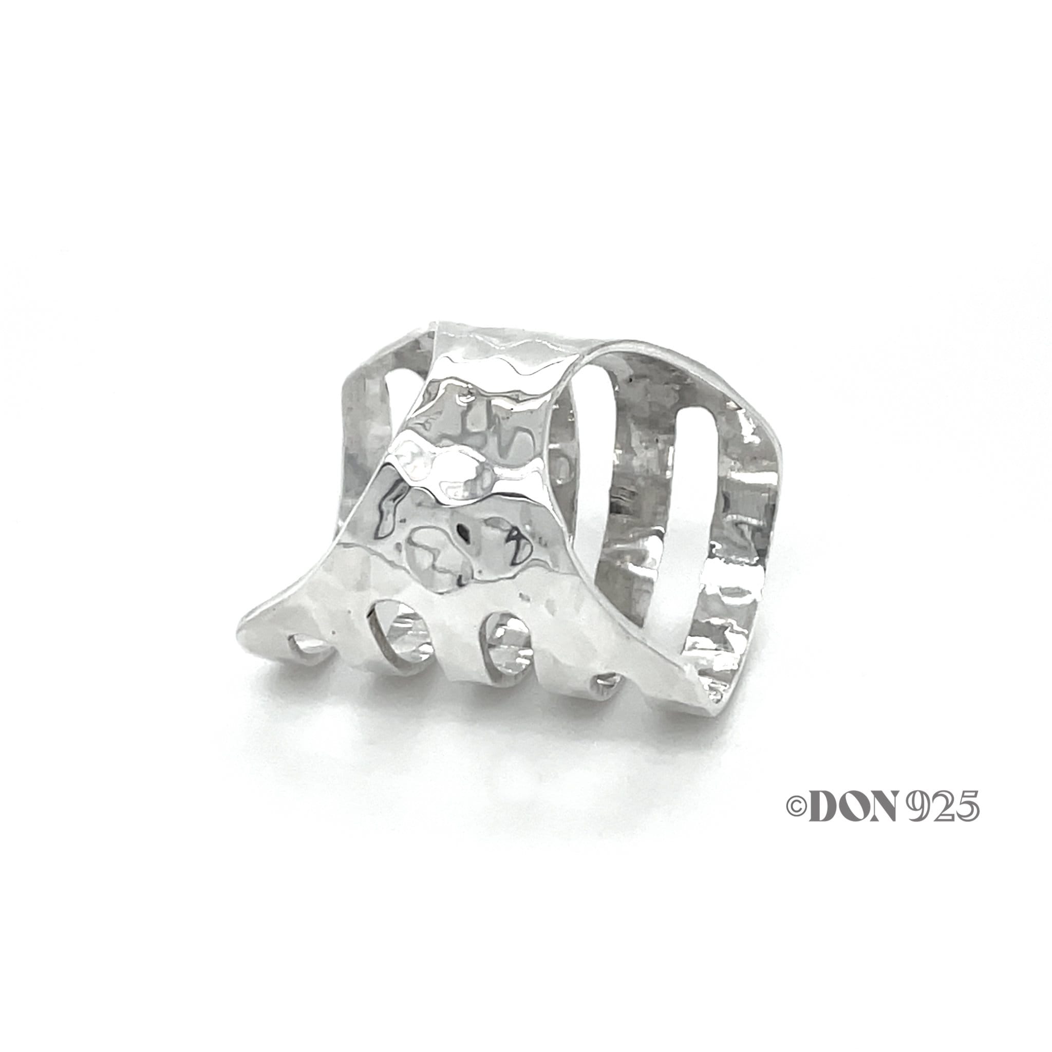Sterling Silver Cutout Shield Ring: Hammered Geometric Statement Ring