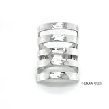Sterling Silver Cutout Shield Ring: Hammered Geometric Statement Ring