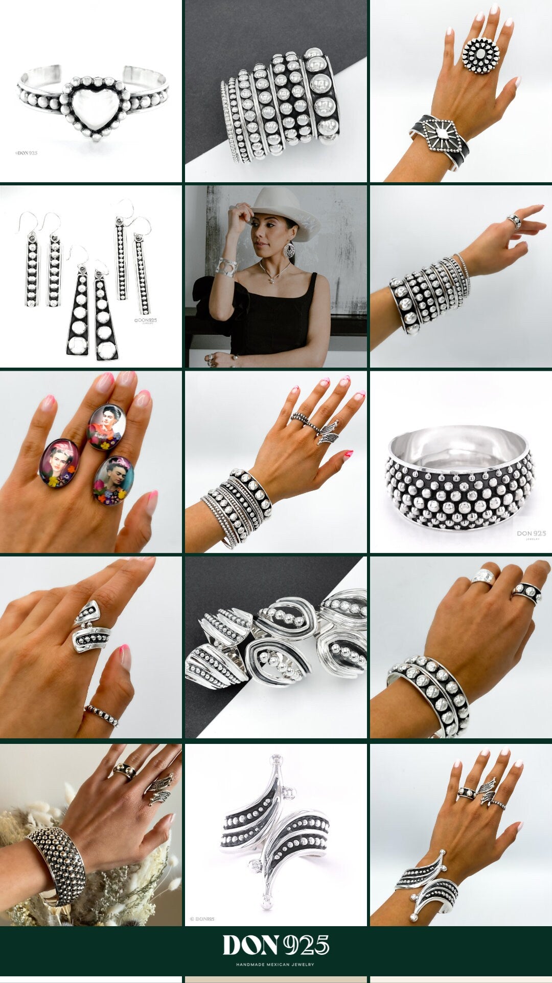 Sterling Silver Dome Cuff: Chunky Southwestern Studded Bracelet
