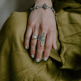 Sterling Silver Disco Ball Ring: Hammered Dome Geometric Band