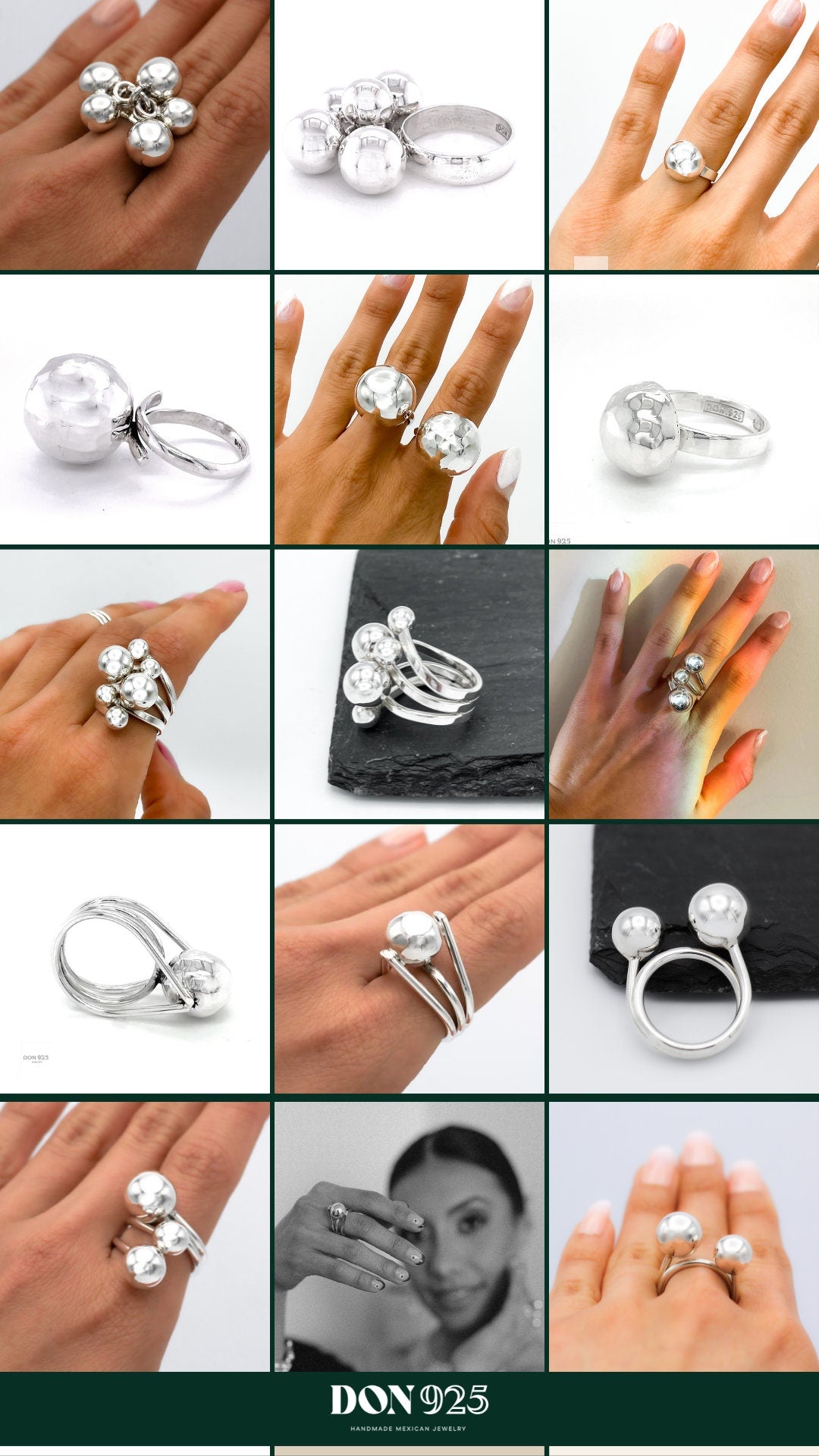 Sterling Silver Big Ball Adjustable Ring