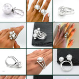 Sterling Silver Spheres Ring: Modern Geometric 925 Silver Balls
