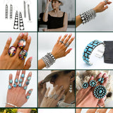Sterling Silver Turquoise Boho Moon and Star Ring