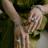 Sterling Silver Disco Ball Ring: Hammered Dome Geometric Band