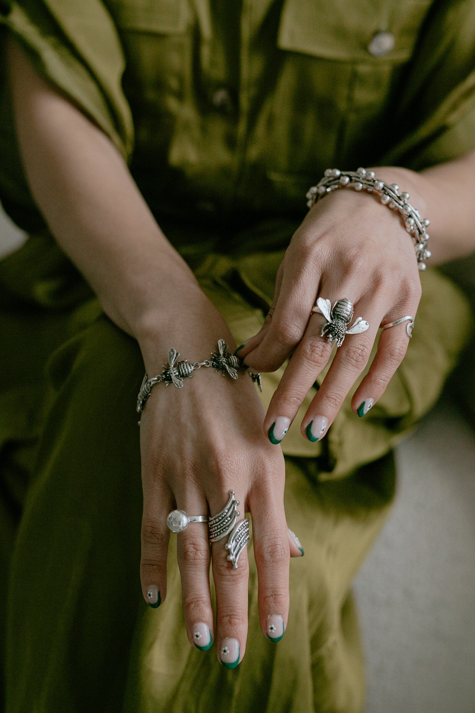 Sterling Silver Disco Ball Ring: Hammered Dome Geometric Band