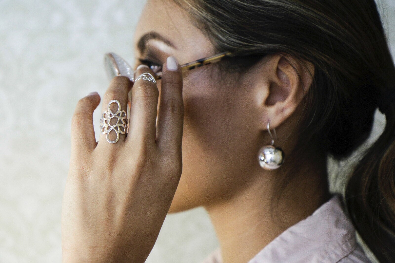 Sterling Silver Abstract Infinity Ring: Geometric Lightweight Design