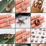 Real Colorful Flowers Adjustable Ring: Sterling Silver, Botanical Resin Jewelry