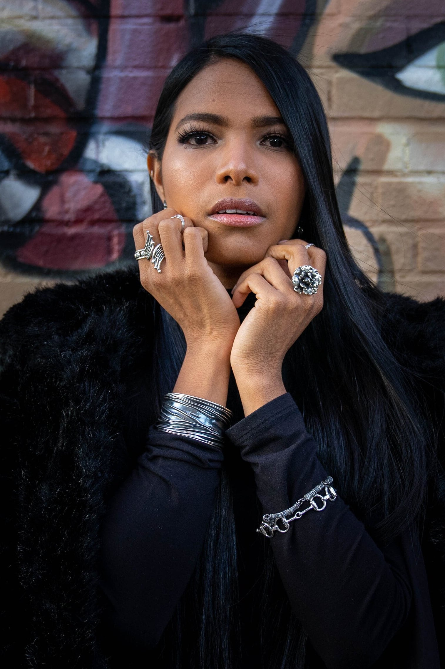 Sterling Silver Boho Studded Wrap Ring