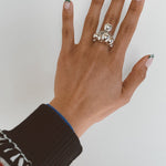 Sterling Silver Fidget Spheres Ring: Statement Movable Bubble Design
