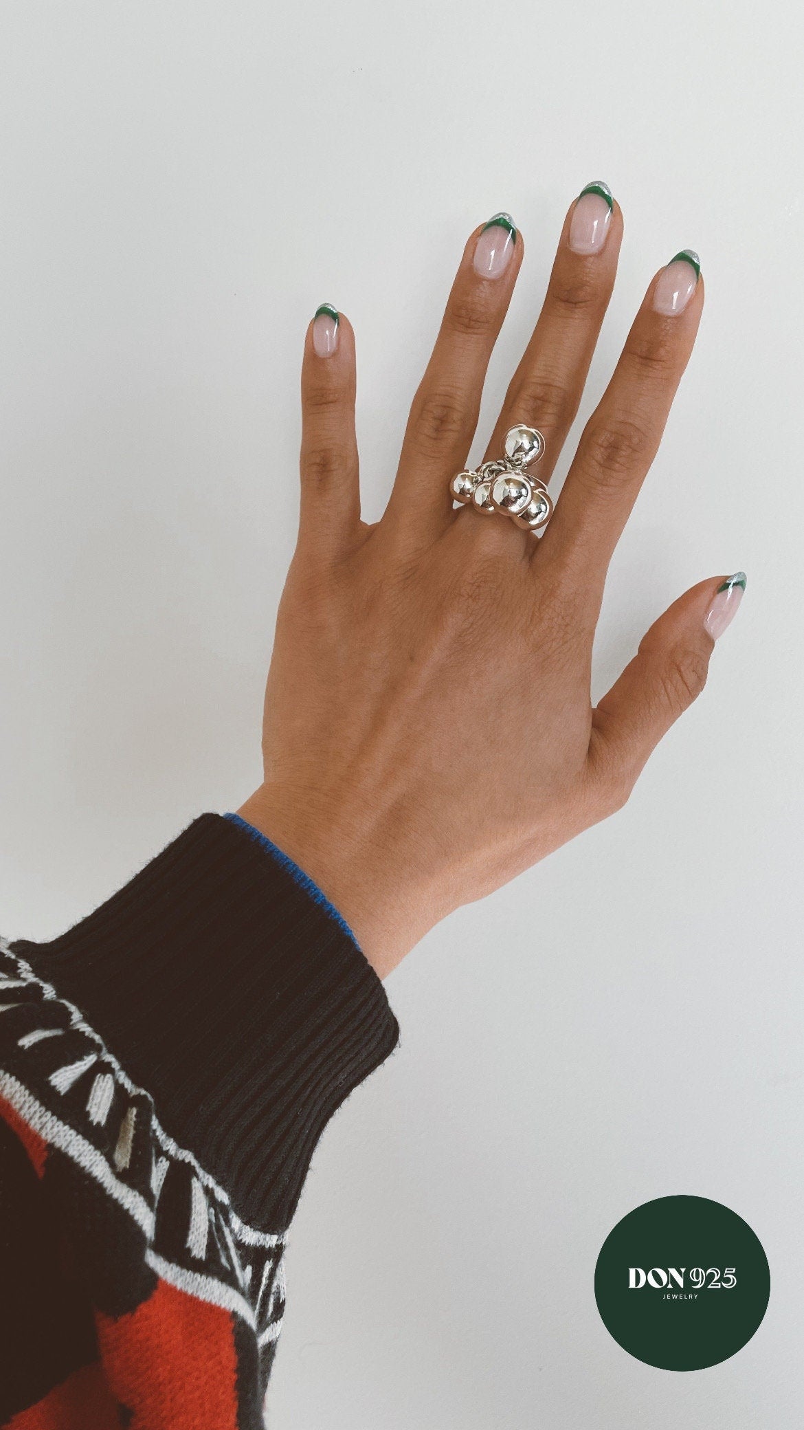 Sterling Silver Fidget Spheres Ring: Statement Movable Bubble Design